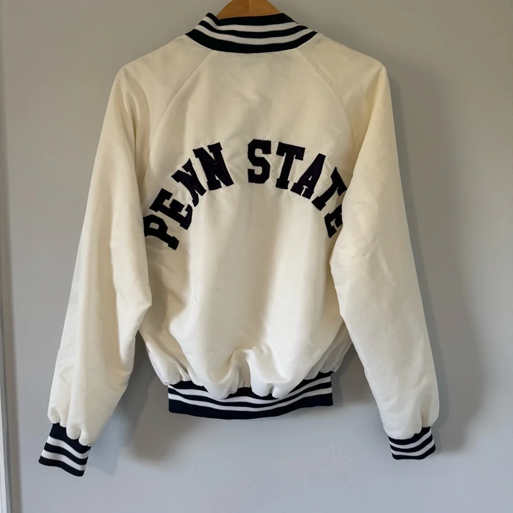 Penn State MVP White and Blue Striped Bomber Jacket - Picture 1 of 7